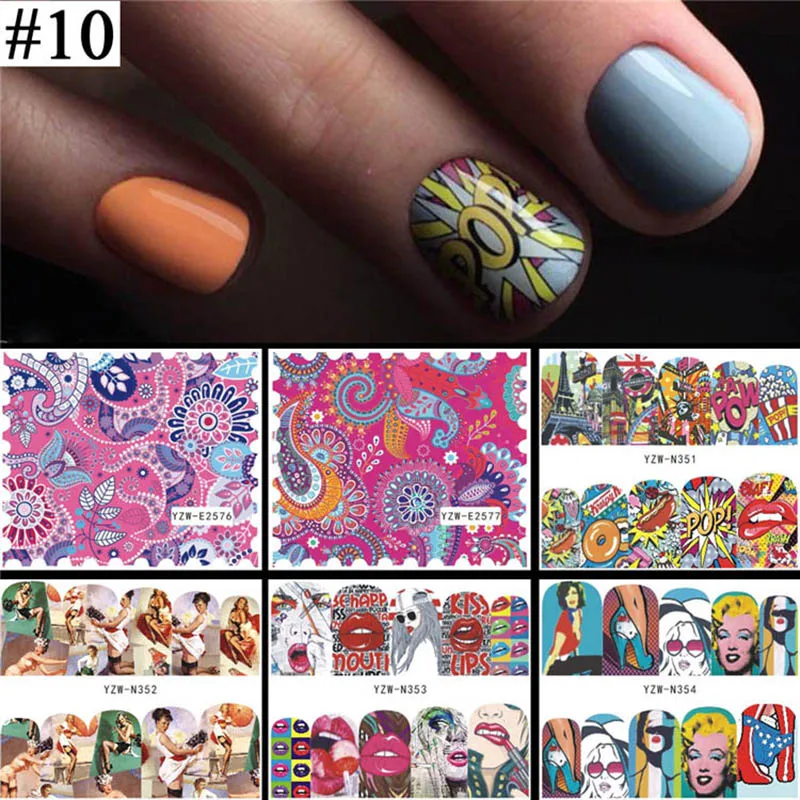 Наклейки для ногтей 6 шт. Водные сексуальные губ поп-наклейки наклейки с водяным