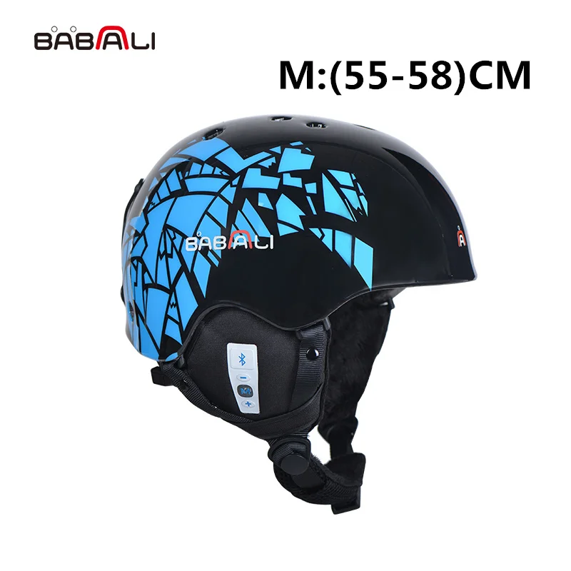BLACK - M BABAALI лыжный шлем PC/EPS& Bluetooth технология/Музыка Многофункциональный Спорт на открытом воздухе Сноуборд шлемы для взрослых шлем лыжи a39 - Цвет: BLACK - M