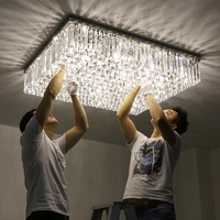 simple modern led rectangular warm living room hall crystal lamp atmospheric luxury 1 meter 1 2 headlamp ceiling light fixture