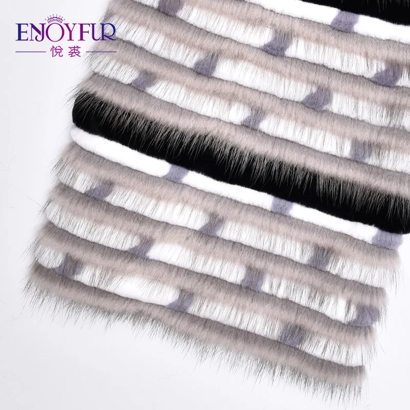 Enjoyfur Куртки из кожи натуральной норки Мех и кролика Пальто пуховики для Для