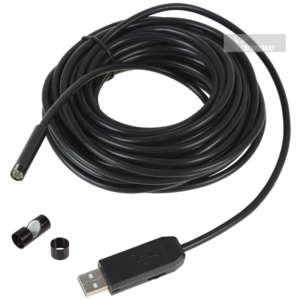 7 мм 10 м USB эндоскопа Камера инспекции Водонепроницаемый бороскоп Змея пробки 6LED
