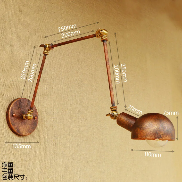 Белый Лофт стиль промышленный винтажный настенный светильник Эдисон Wandlamp светильник с длинной ручкой настенный светильник с аппликацией Мураль светодиодный