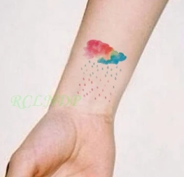 

Waterproof Temporary Tattoo colorful cloud raining peony flower tatto stickers flash tatoo fake tattoos for girl women lady