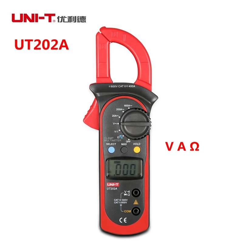 UNI-T UT202A 600A Цифровой мультиметр зажим измерительный прибор Напряжение Ток Сопротивление мульти тестер диагностический инструмент