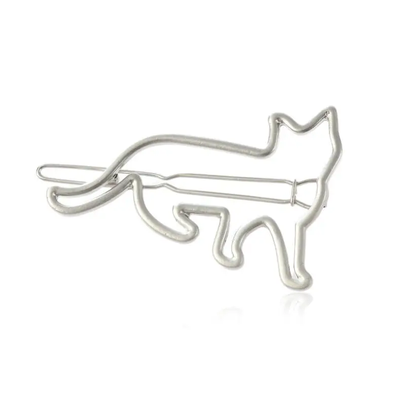 FJ022(matte silver) Shuangshuo прекрасный Шикарный Кот заколка для волос для женщин и девочек заколка с кошкой зажим для волос украшения для волос в виде животных Свадебные Заколки Для Волос Аксессуары - Окраска металла: FJ022(matte silver)
