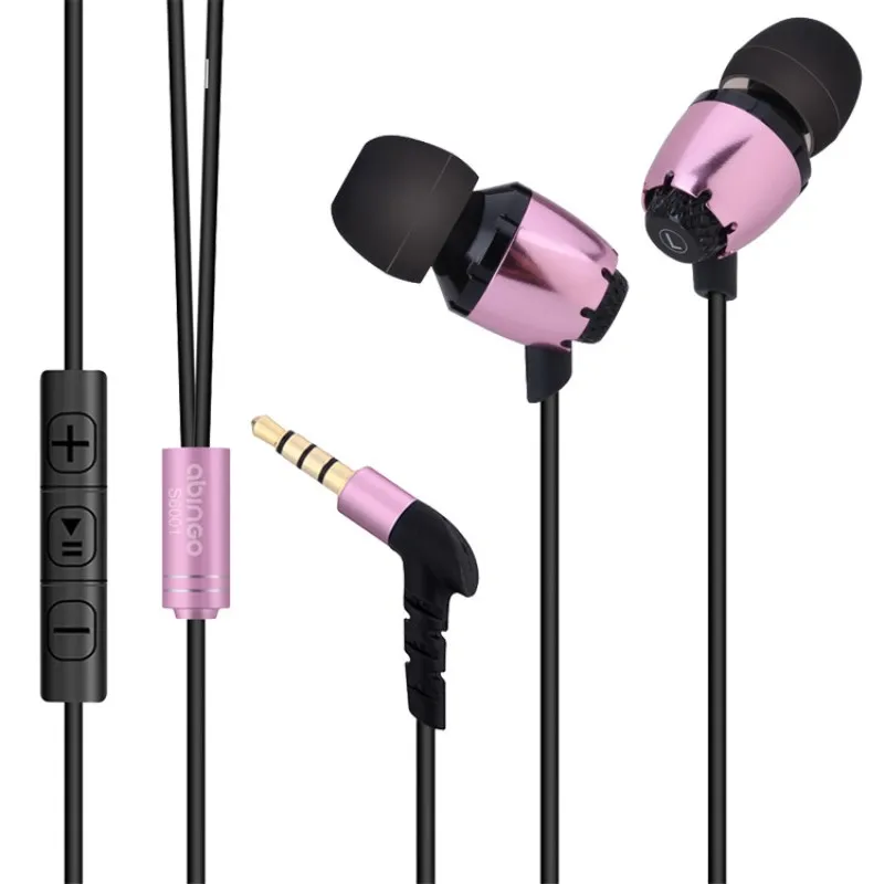 S600i Pink Abingo S600i вкладыши бас гарнитура с микрофоном стерео Hifi наушники 3,5 мм разъем проводные наушники регулятор громкости для Xiaomi/samsung - Цвет: S600i Pink
