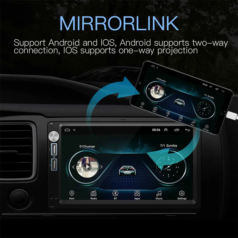 Автомагнитола 2din Android 8 1 MP5 gps стерео приемник двойной Din аудио Радио Coche MirrorLink Wifi