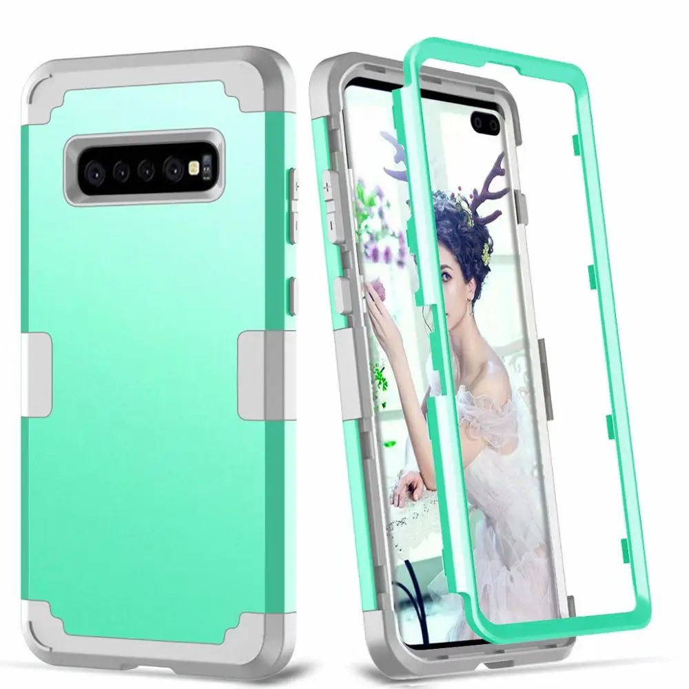Mint Gray Для samsung Galaxy S10 S9 S8 Plus Note 9 Защитный чехол, LUPHIE противоударный 3 Слои Мягкий Силиконовый прочный защитный чехол Duty чехол для телефона - Цвет: Mint Gray
