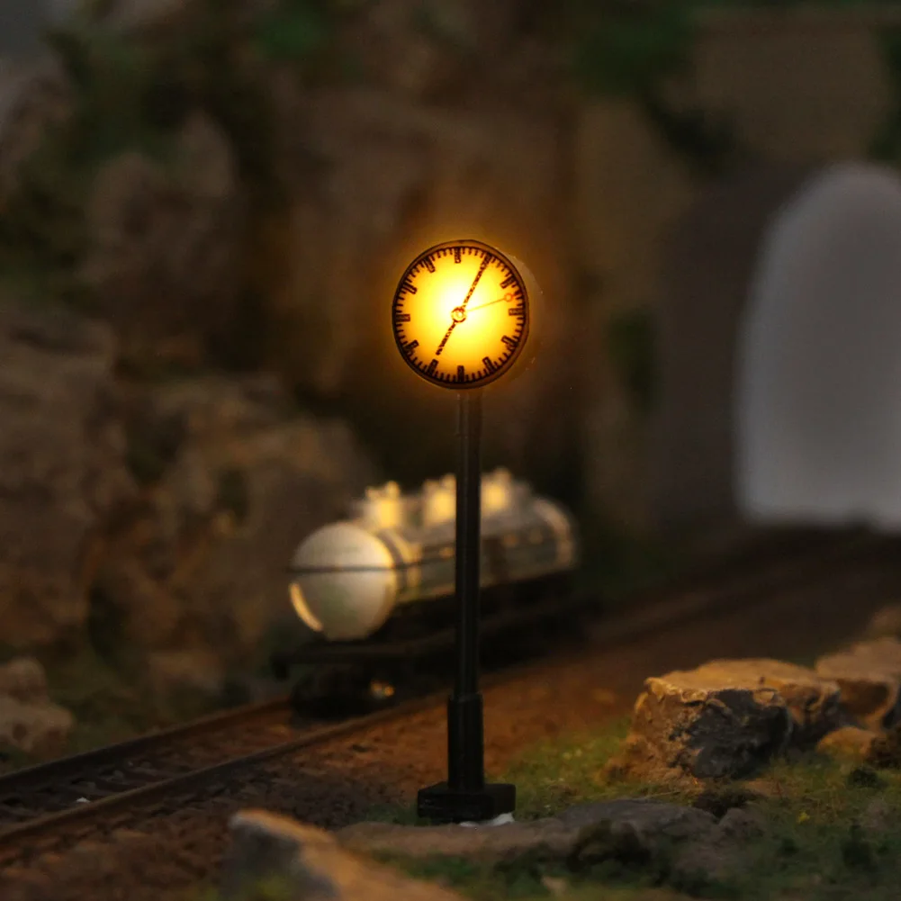 LQS62HO 3 шт. модель железной дороги 1: 87 огни горит платформа хо масштаб часы лампа железнодорожной станции макет