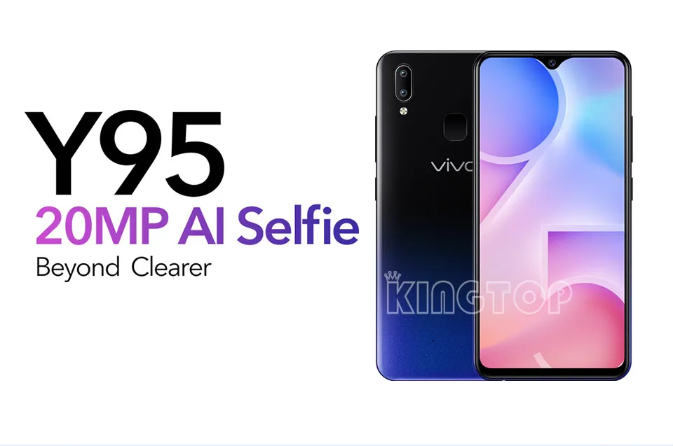 Глобальная версия,, vivo Y95, 4 Гб ОЗУ, 64 Гб ПЗУ, 6,3 дюймов, Helio P60, четыре ядра, 16 Мп+ 2 МП, двойная тыловая камера, отпечаток пальца, мобильный телефон