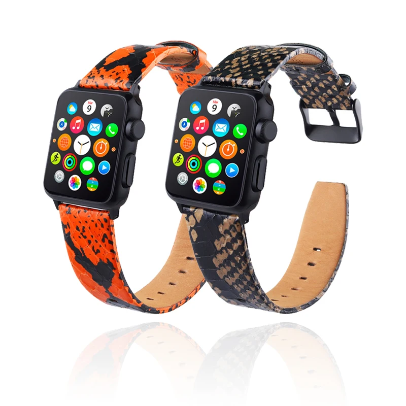 Ремешок из змеиной кожи для Apple Watch 4 3 2 1 браслет петля iwatch 44 мм 40 38 42 аксессуары