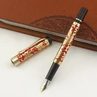 Jinhao 5000 перьевая ручка с тиснением дракона красного и золотого цвета, 0,5 мм