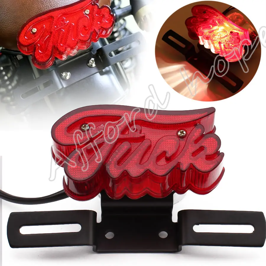 

Rear Light Taillight Brake Light License Plate Red Lens Stop Light With Iron Stand Universal Fit For Harley Vintage Motorcycle