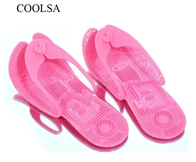 Pink COOLSA/мужские Нескользящие пляжные шлепанцы; однотонные слиперы для ванной; Переносные складывающиеся массажные тапочки для путешествий; мужские вьетнамки - Цвет: Pink