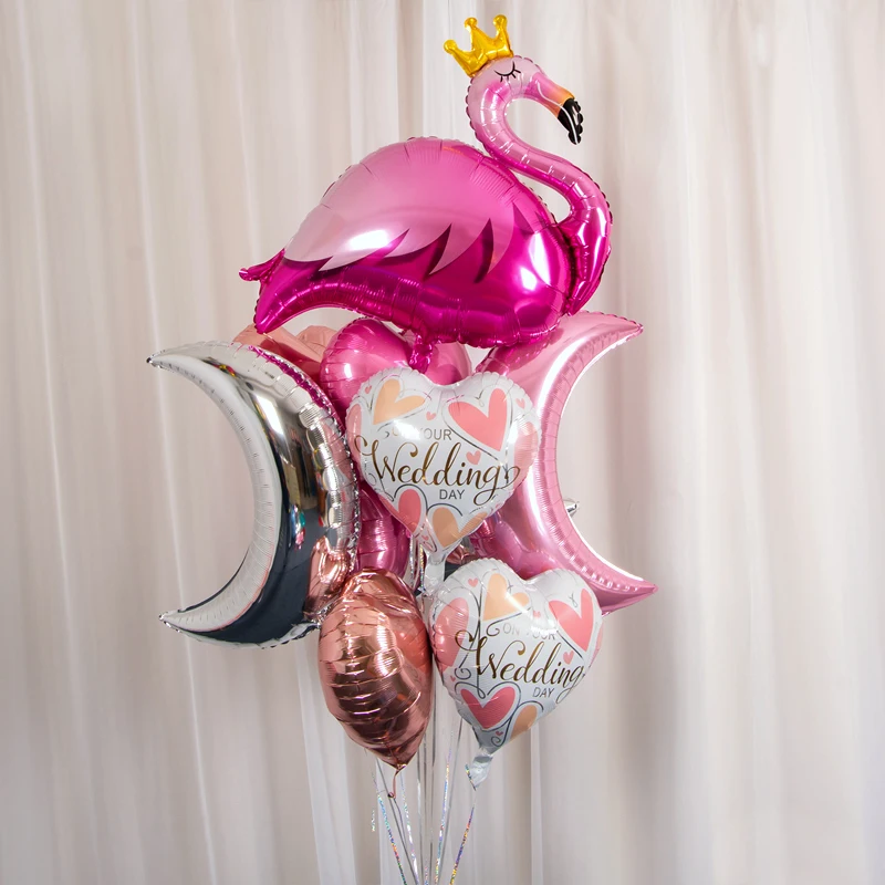 Birthday Balloons Rose Pink Flamingo Moon Heart Beer cup Foil Balloon Wedding Mariage Decoration Adult Party Helium Air Globos