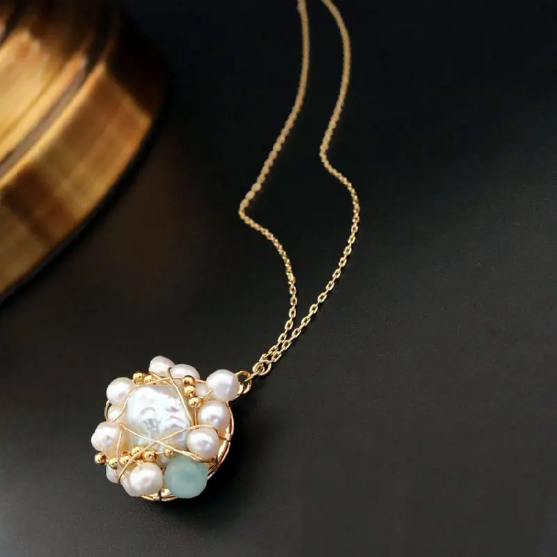 SINZRY handmade baroque freshwater pearl round vintage chokers pendant necklaces for female | Украшения и аксессуары