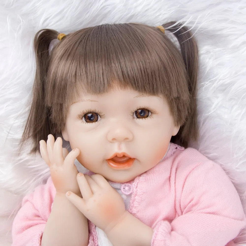 Силиконовая кукла bebes reborn с открытым ртом для маленькой девочки 47 см 100%