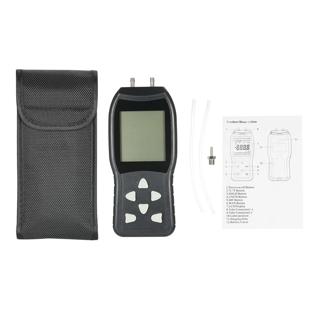 Цифровой манометр для труб Дифференциальный Манометр с ЖК-подсветкой манометры