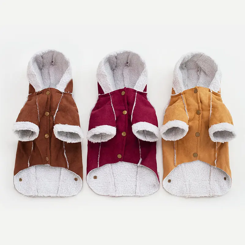 MYBRO Fashion Winter Pet clothes Soft Lamb Wool Dog Coat Two-Legs Warm Hooded Puppy Parkas for Chihuahua Poodles |