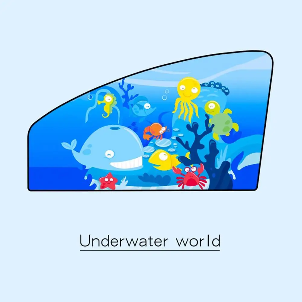 Underwater right 1 шт., магнитный автомобильный солнцезащитный козырек для бокового окна, занавески для авто окон, солнцезащитный козырек с изображением животных, жалюзи, чехол, регулируемый солнцезащитный козырек - Цвет: Underwater right
