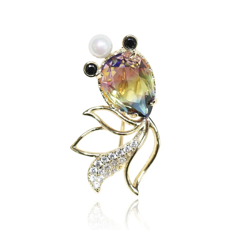 Multicolor crystal goldfish collar needle anti-light men and women small pin brooch for | Украшения и аксессуары
