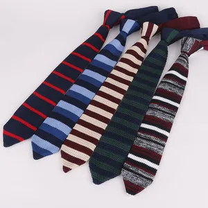 Официальный Мужской классический вязаный галстук 13 цветов красный синий черный горошек модный вязаный узкий галстук ручной работы узкий Полосатый Вязаный Галстук