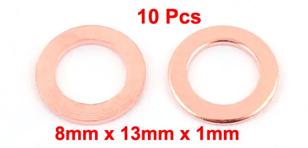 8 x 13 x 1mm Uxcell 10 шт./лот 1 мм Толщина уплотнительное кольцо круглой формы прокладка шланга плоская медная шайба для крана втулка Медный Тон - Цвет: 8 x 13 x 1mm