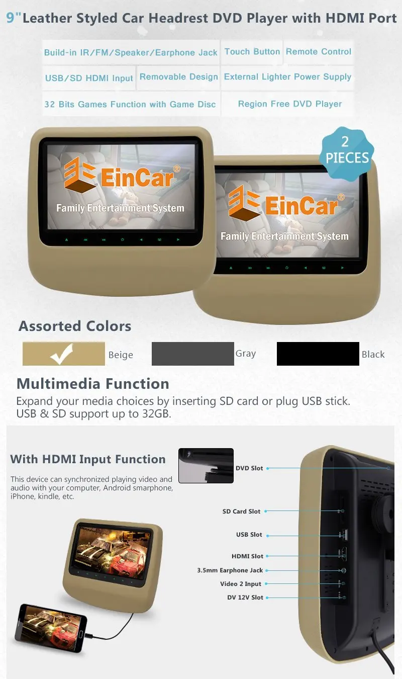 Автомобильные подголовники dvd плееры 9 дюймов Твин Мобильный автомобиль ПК cd DVD