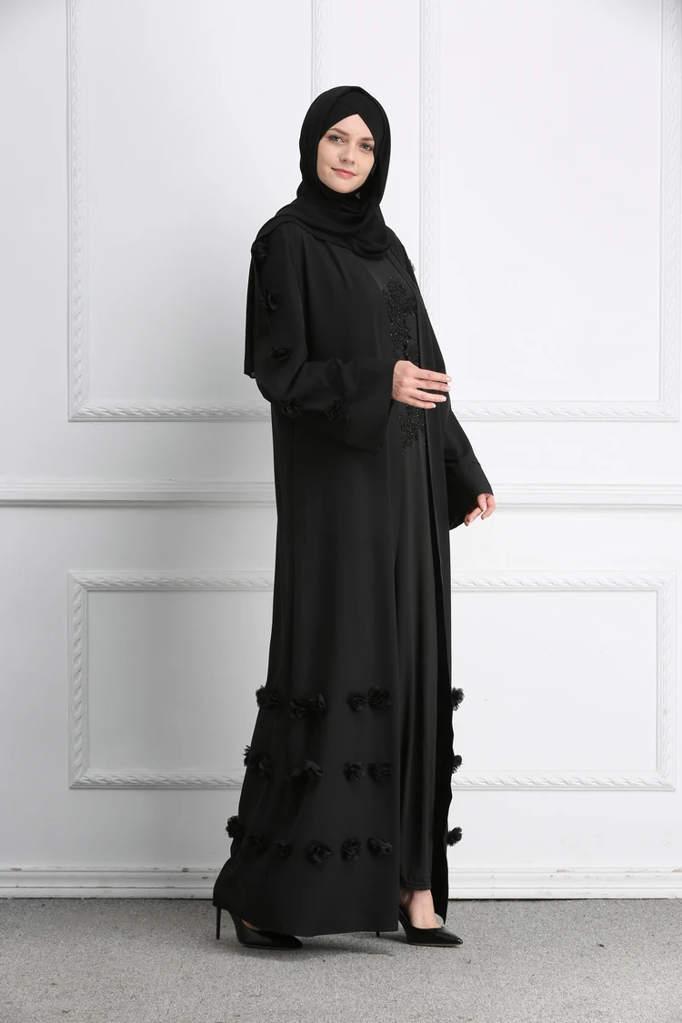 Женский кардиган с аппликацией Abaya серый белый черный мусульманский длинный