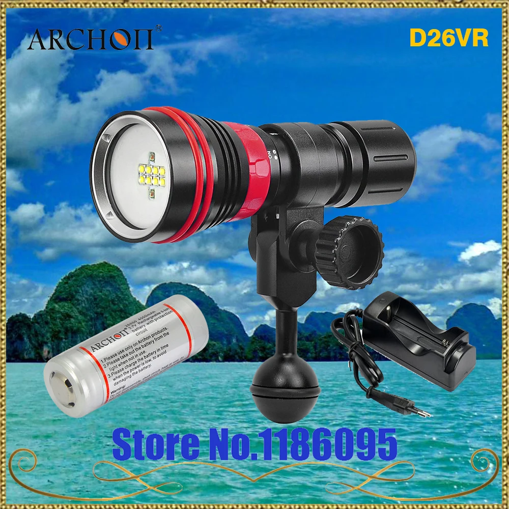 Archon D26VR 2000 Lumen White and Red LED Scuba Diving Underwater Photography Video Light with battery and charger