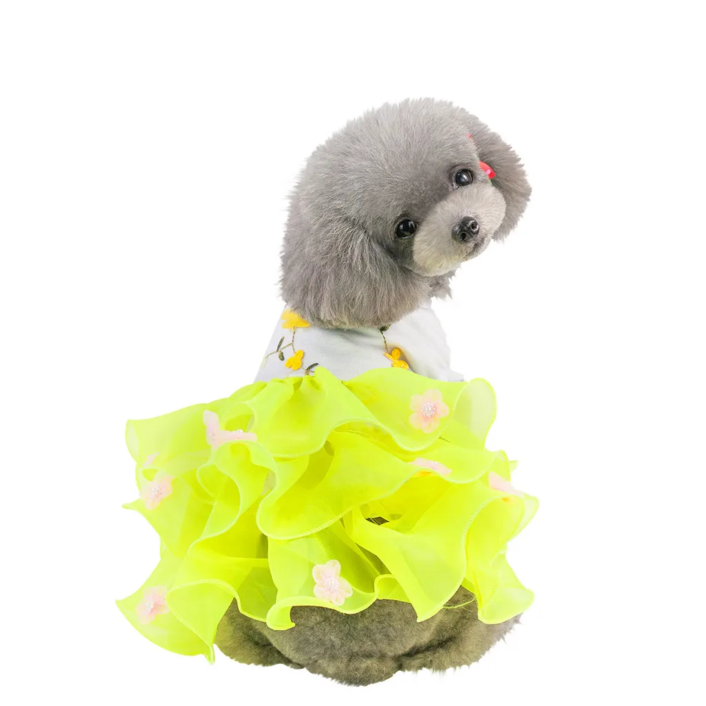 Yellow Одежда для домашних животных для маленьких собак летняя одежда для маленьких собак в полоску платье для собак чихуахуа Свадебное женское Чихуахуа clothropa perro# XTN - Цвет: Yellow