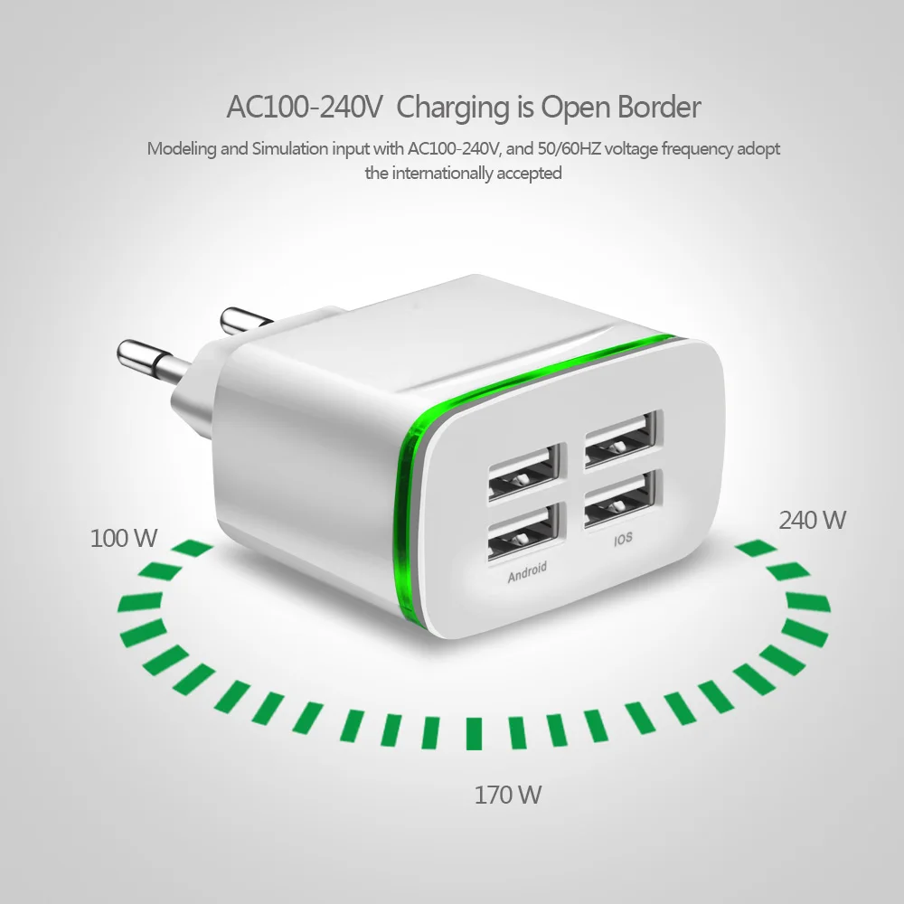 Зарядное устройство для мобильного телефона s 5V2A для Apple iphone 7 8 samsung eu us plug 2 порта светодиодный usb-адаптер для huawei xiaomi зарядное устройство