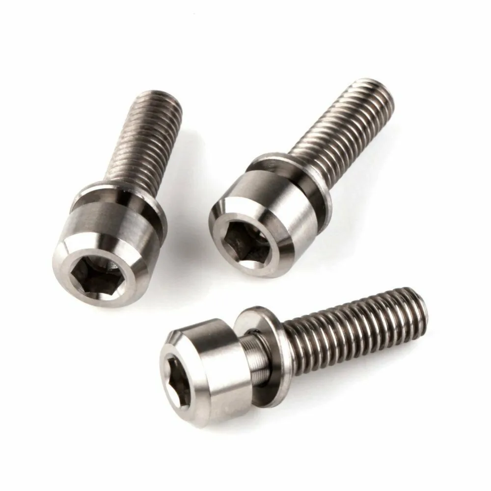 4 шт. велосипедный MTB болты для выноса руля Титан M5x18mm Сверхлегкий винт с шайбой Ti шестигранный конический винт