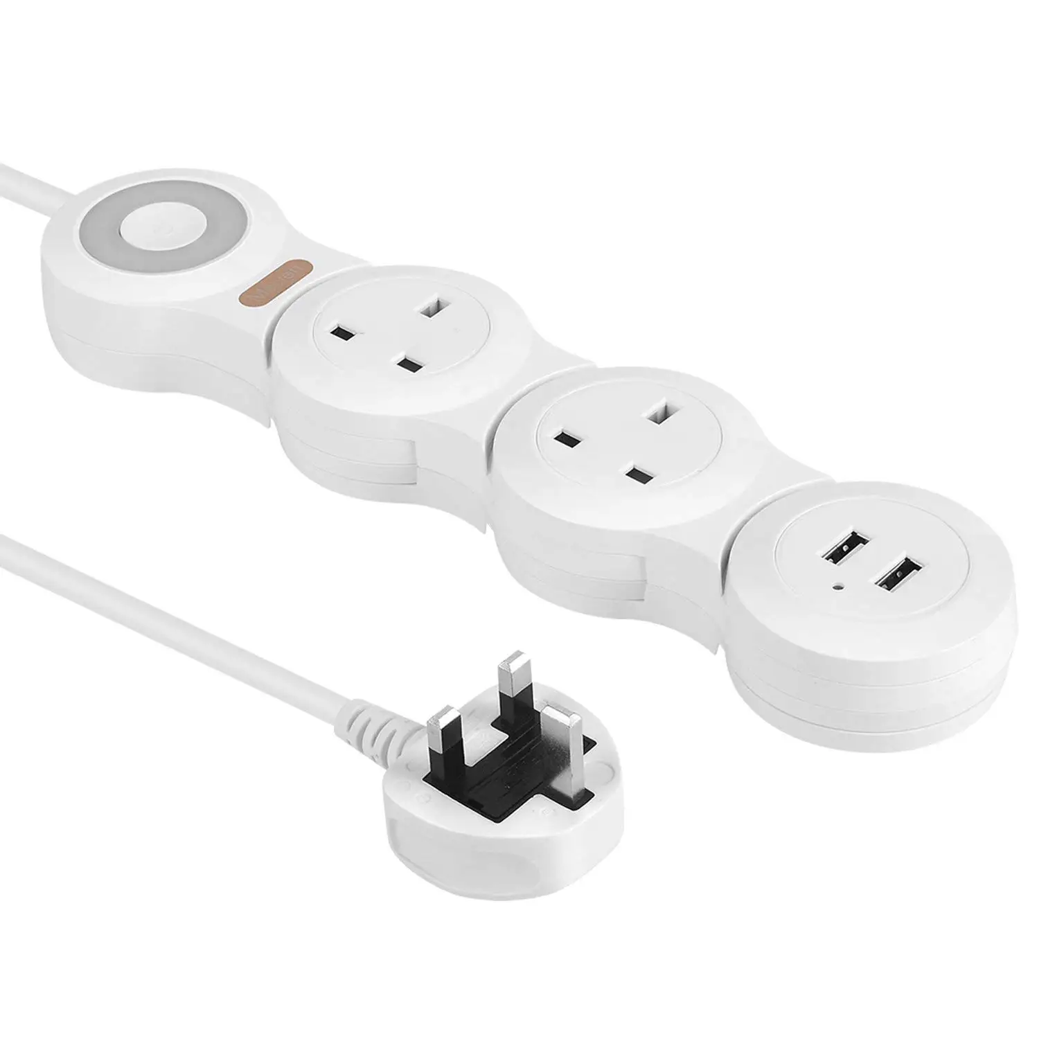 2 OUTLETS 2USB Силовая лента UK Гибкая Поворотная подвижная розетка с USB индикатором светильник 1,8 м удлинитель 10А зарядное устройство для путешествий - Цвет: 2 OUTLETS 2USB