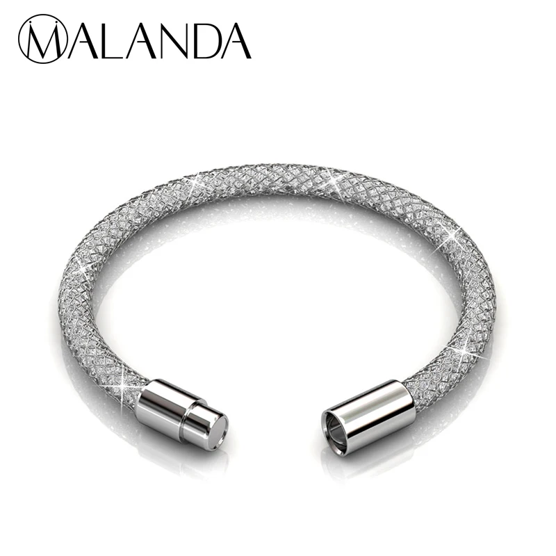 MALANDA брендовые новые модные сетчатые браслеты с кристаллами от Swarovski браслеты для женщин Роскошные свадебные украшения Рождественский подарок