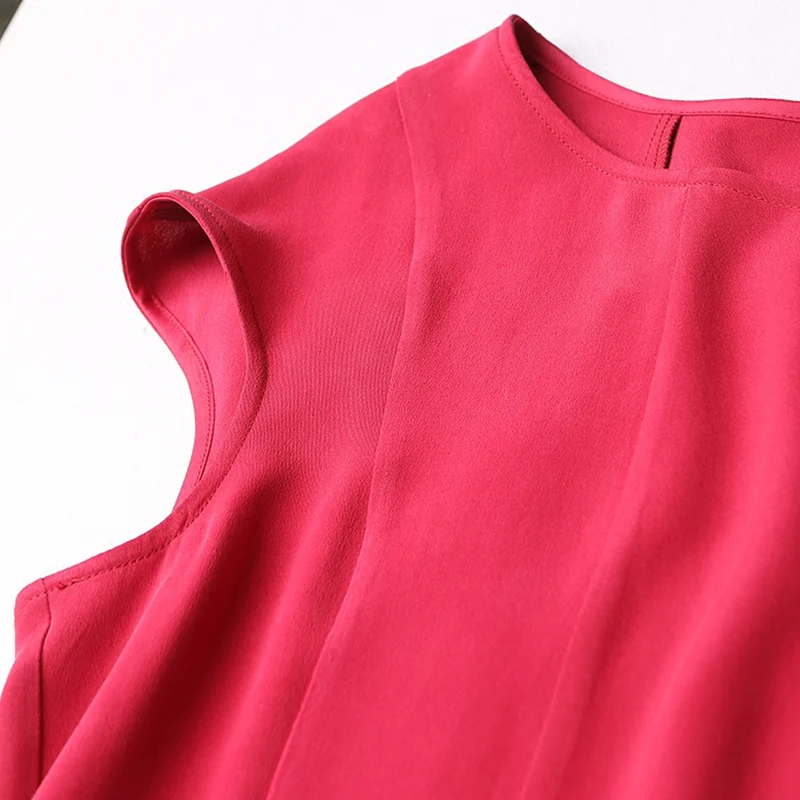 VOA 2017 летнее модное классическое красное шелковое платье новое короткое тонкое