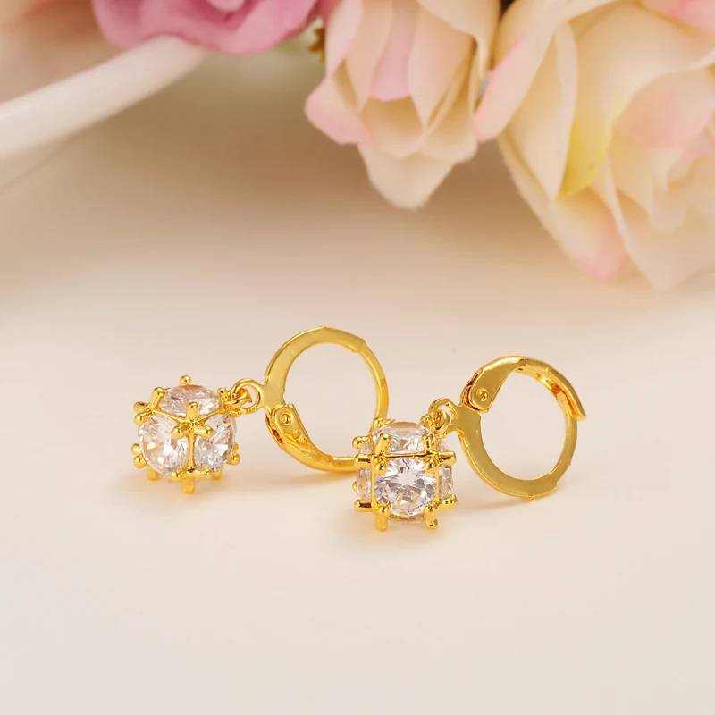 Свадебные Ювелирные наборы с золотым шариком и фианитами элегантные серьги для