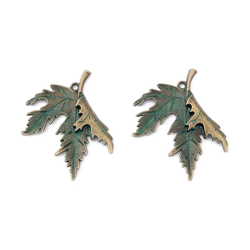 10PCS DIY Necklace Jewelry Finding Makings Verdigris Patina /Ancient Greek Bronze Pot Weed Leaf Maple Charms Pendants | Украшения и