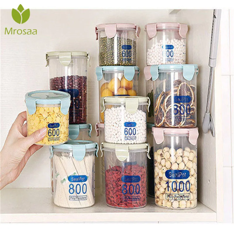 Новые бытовые прозрачные пластиковые герметичные банки пищевые кухонные
