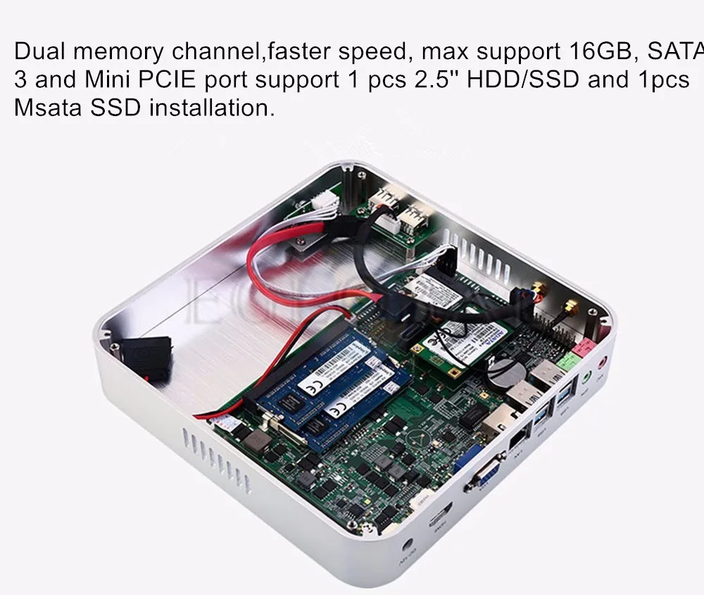 6GEN безвентиляторный мини ПК Intel CPU Core I3 6100U Barebone 4 ГБ 8 16 RAM + SSD HDD Мини Windows 10