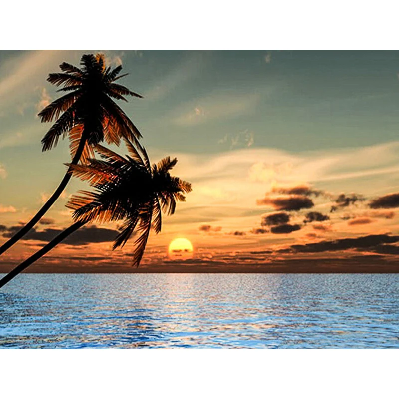 

Fuyun 5D Diy Daimond Painting Sunset Seascape 3D Diamond Painting Round Rhinestones Full Diamant Painting Embroidery Landscape