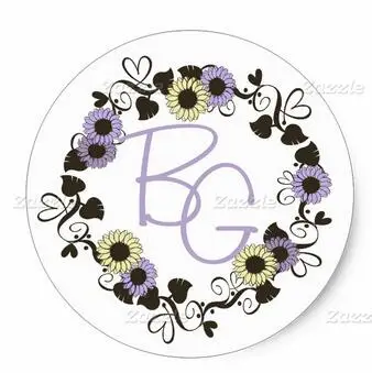

1.5inch Sunflower Wreath Wedding Monogram Classic Round Sticker