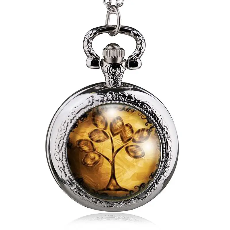 Винтажное ожерелье в стиле стимпанк Серебристые кварцевые карманные часы с