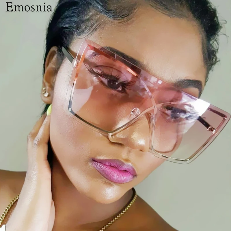 Italian Luxury Gradient Sunglasses Women Trendy Brand One Piece Sun Glasses Rimless Oversized Frame Female Shades UV400