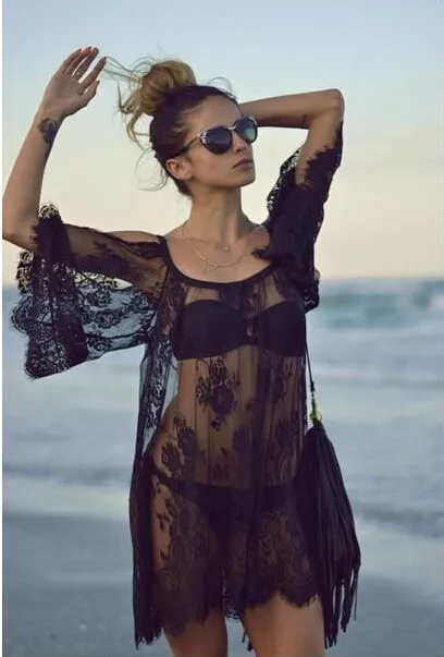TOKITIND Saida De Praia пляжное накидка парео Плайя накидка платье Vestido Livre Купальник одежда Купальники Белый кружево Женская пляжная одежда