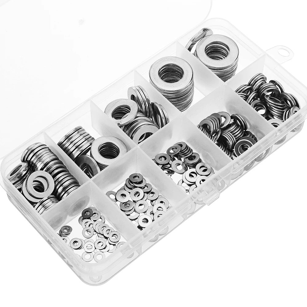 400Pcs 304 Stainless Steel Flat Washer Round Assortment Set M2/2.5/3/4/5/6/8/10 | Обустройство дома