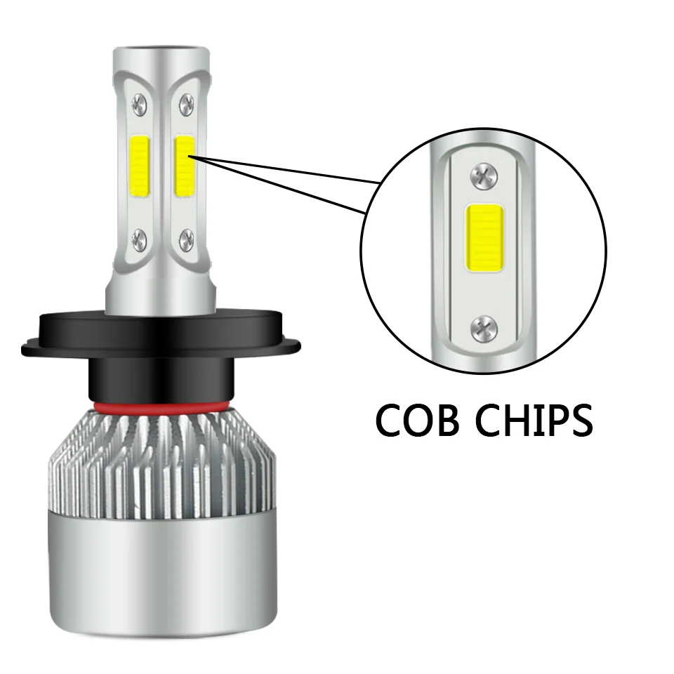 Автомобильные фары COB CSP H7 H4 светодиодный H8 H9 H11 H1 H3 H13 HB3 HB4 9005 9006 9007 S2 12V 24V 6000K 72W 2PSC