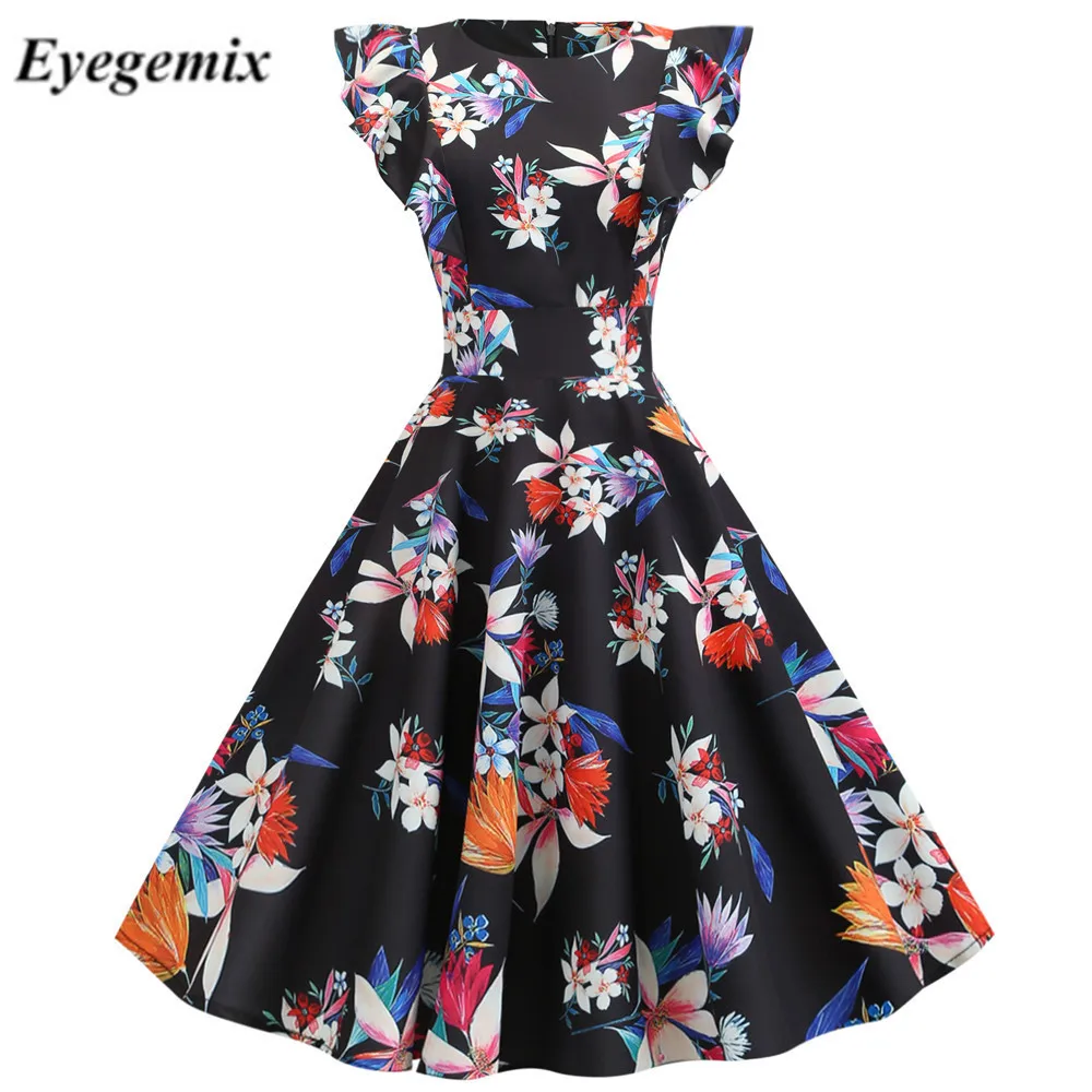 Женское винтажное платье в горошек черное средней вечерние ны белый горох с