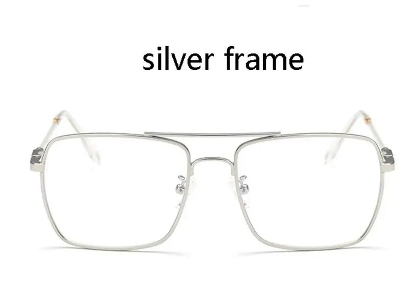 silver frame transpa Роскошные женские квадратные очки, винтажные очки, оптическая оправа, Золотой Металл, унисекс, прозрачные Линзы для очков, очки, синий светильник, очки - Цвет оправы: silver frame transpa