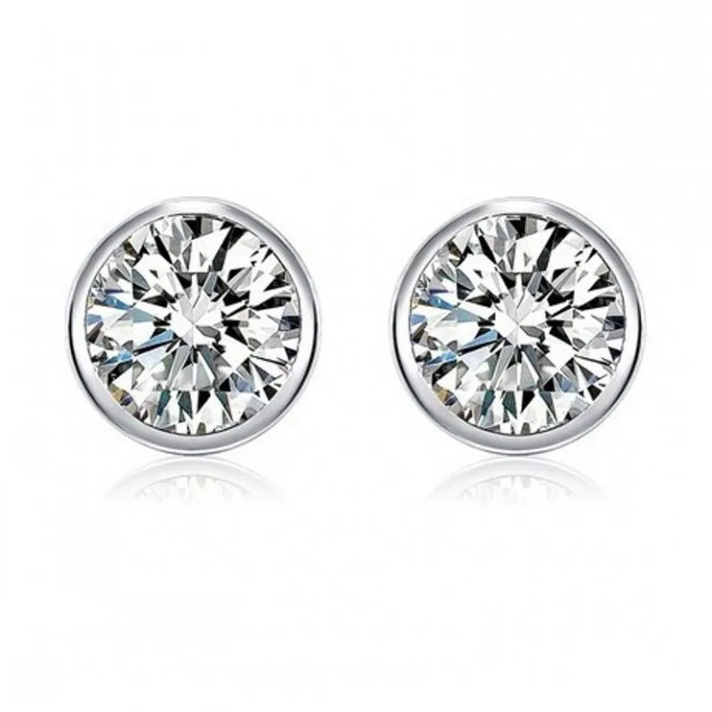 QYI 0,8 ct круглые серьги-гвоздики для женщин, 925 пробы, серебряные, белые, Sona, имитация сережек, ювелирные изделия, подарок на свадьбу, помолвку